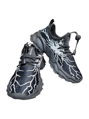 BRONAX Lightning Sneakers Kids 13C Black White Slip‑On Athletic Shoes